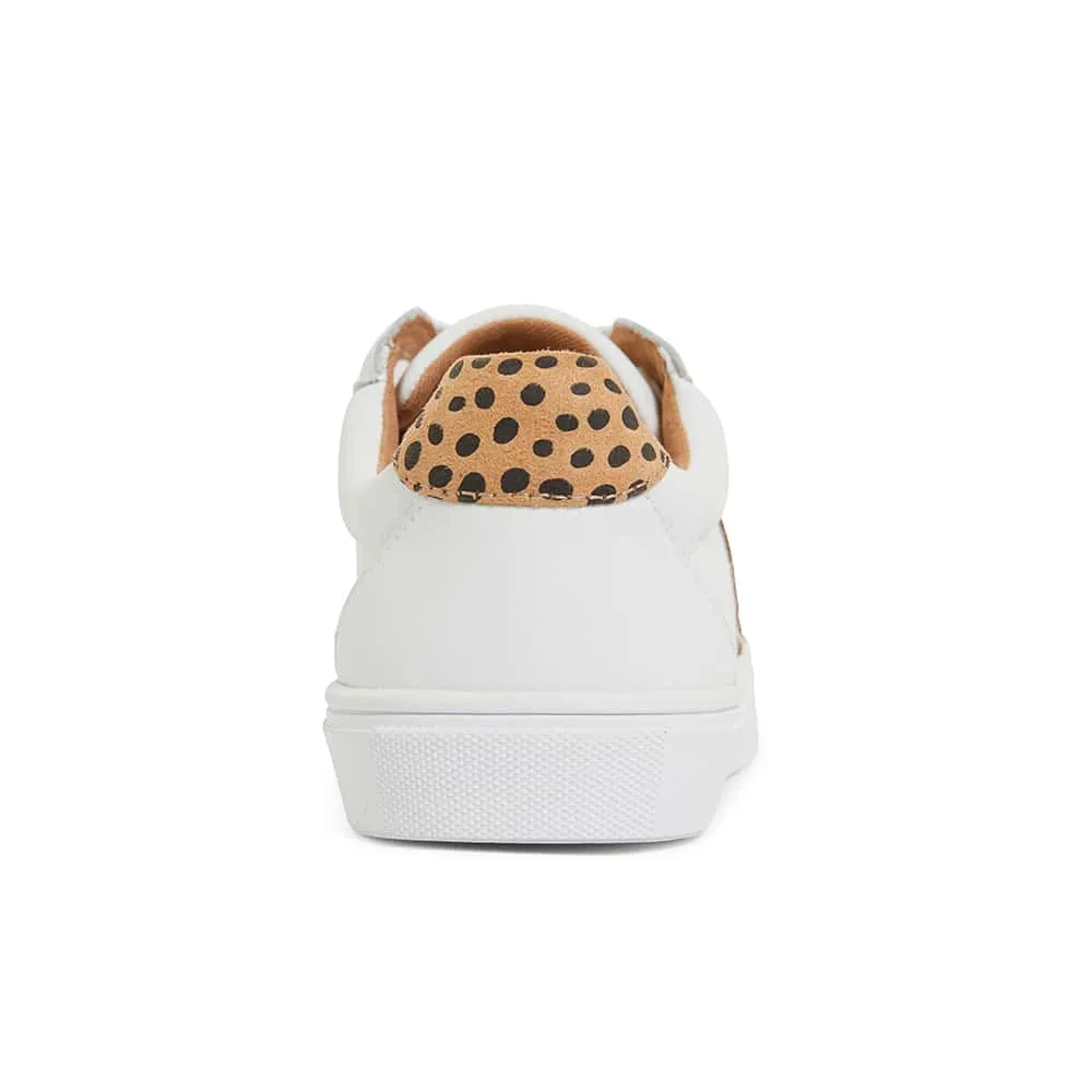 Stark Sneaker in White And Animal Print Leather