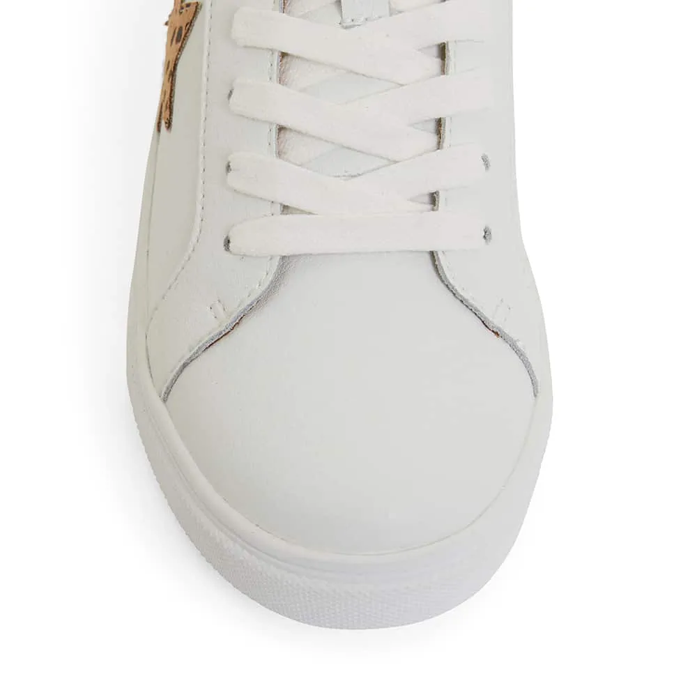 Stark Sneaker in White And Animal Print Leather