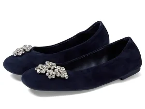 Stuart Weitzman Crystal Fleur Ballet Flat Womens 6.5 Nice Blue Square Toe KHD842