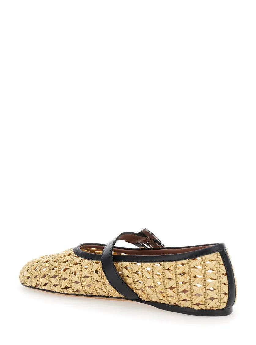 Sveva' Beige Ballet Flats With Woven Design