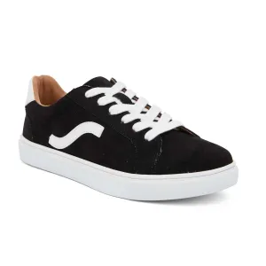 Swerve Sneaker in Black And White Suede