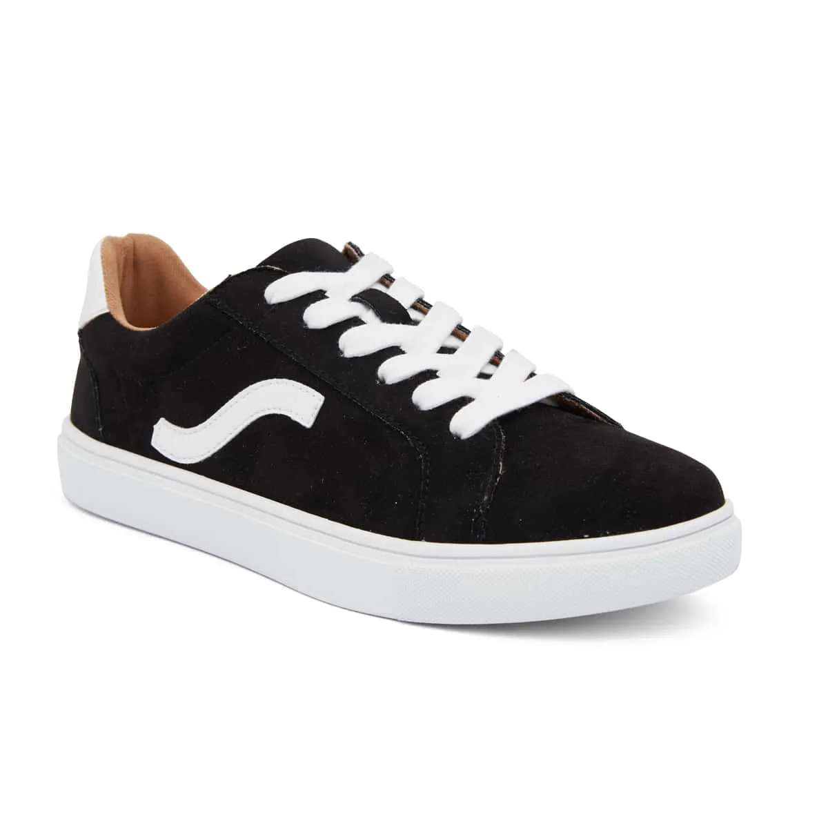Swerve Sneaker in Black And White Suede
