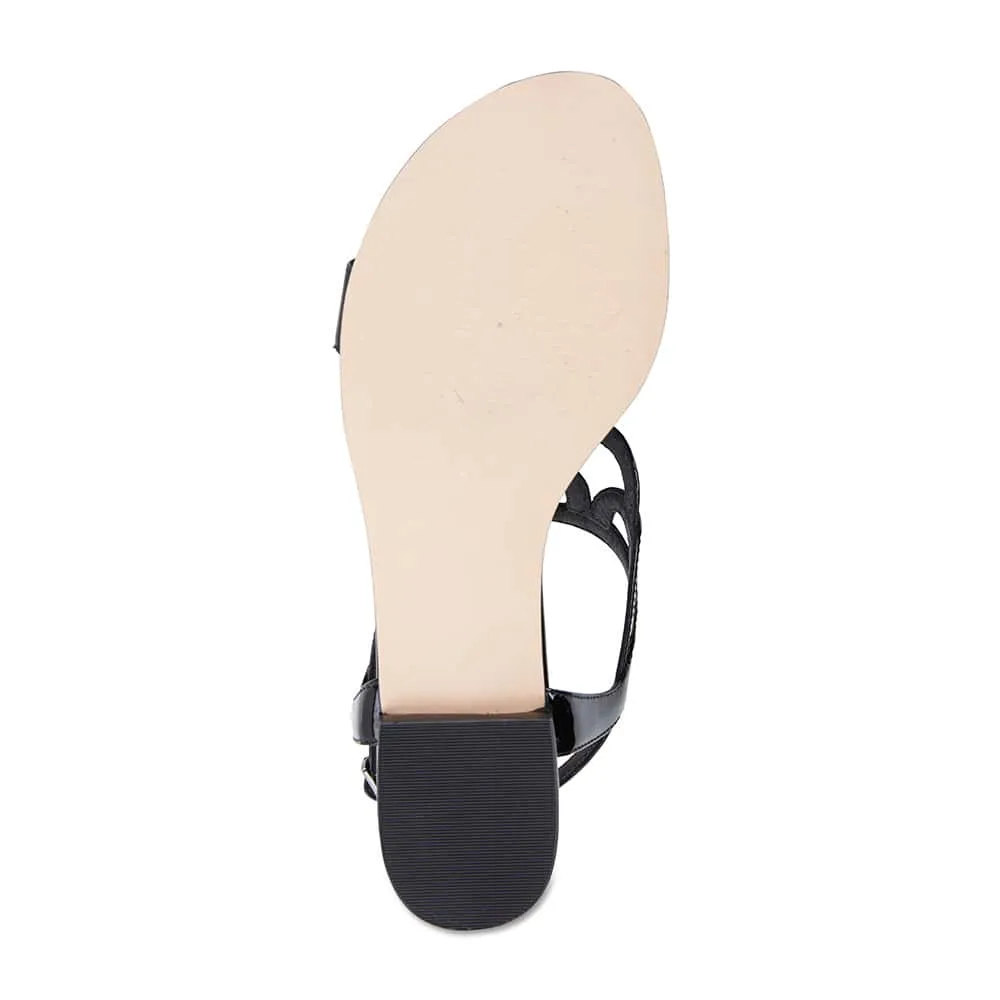 Tahiti Sandal in Black Patent