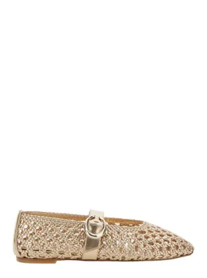 Thea Maryjane' Gold Colored Ballerinas With Perforated Design