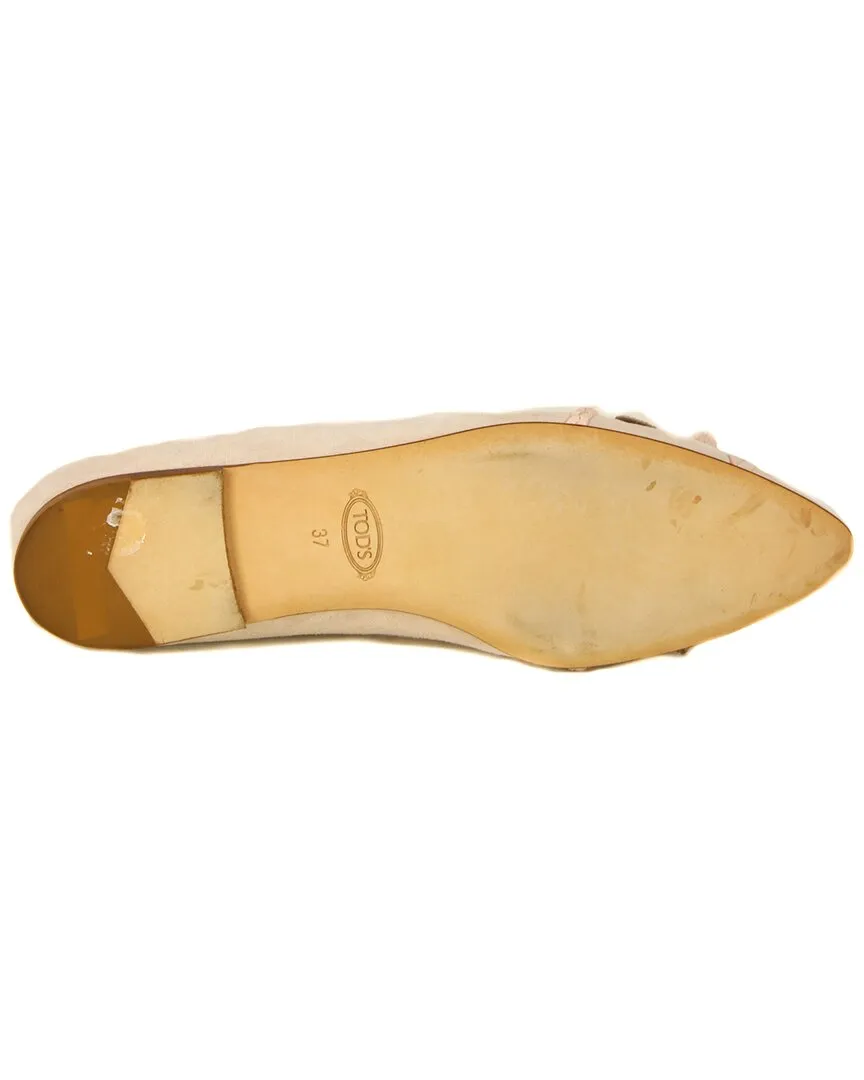 TODs Bow Suede Ballet Flat