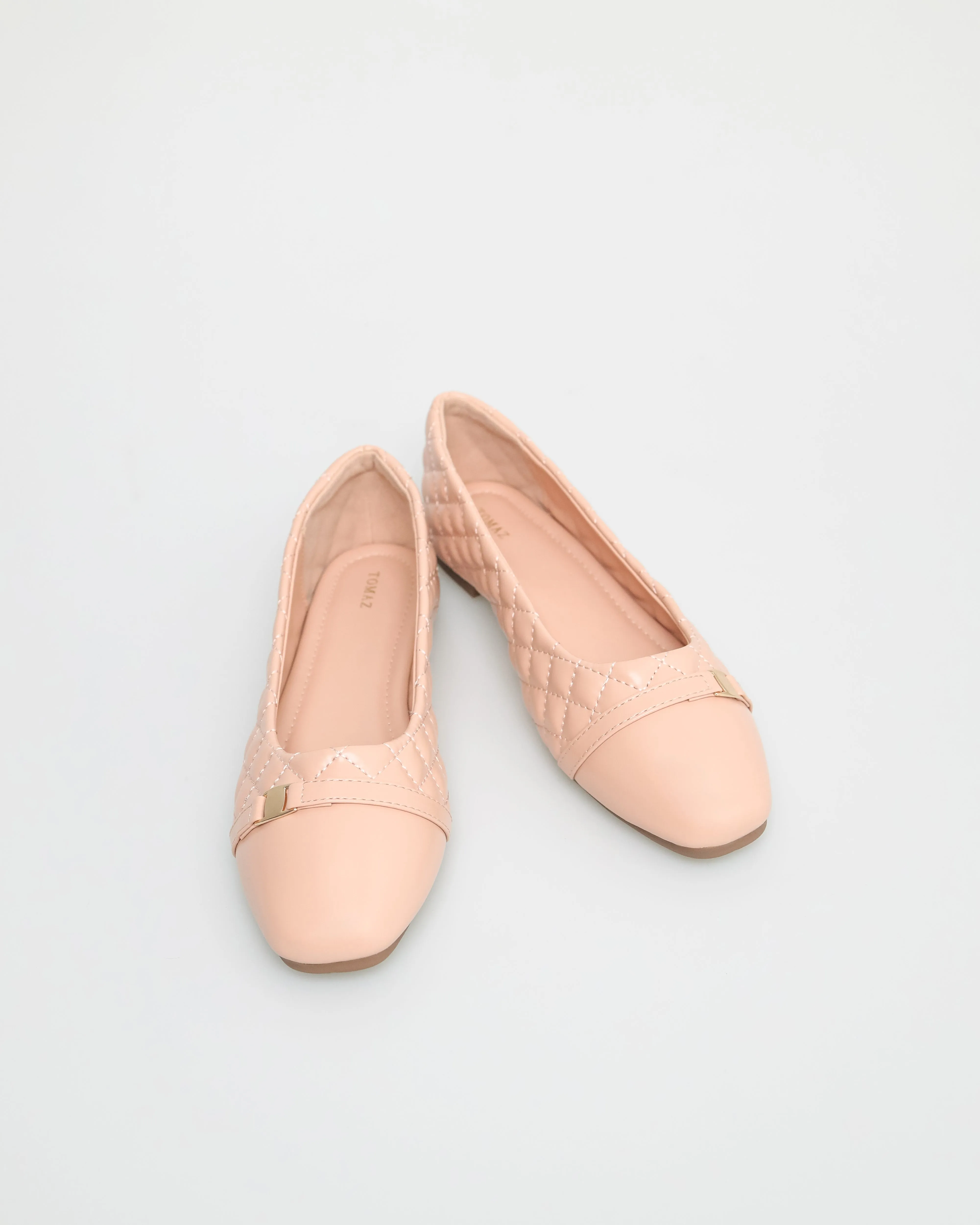 Tomaz NN251 Ladies Buckle Detail Quilted Flats