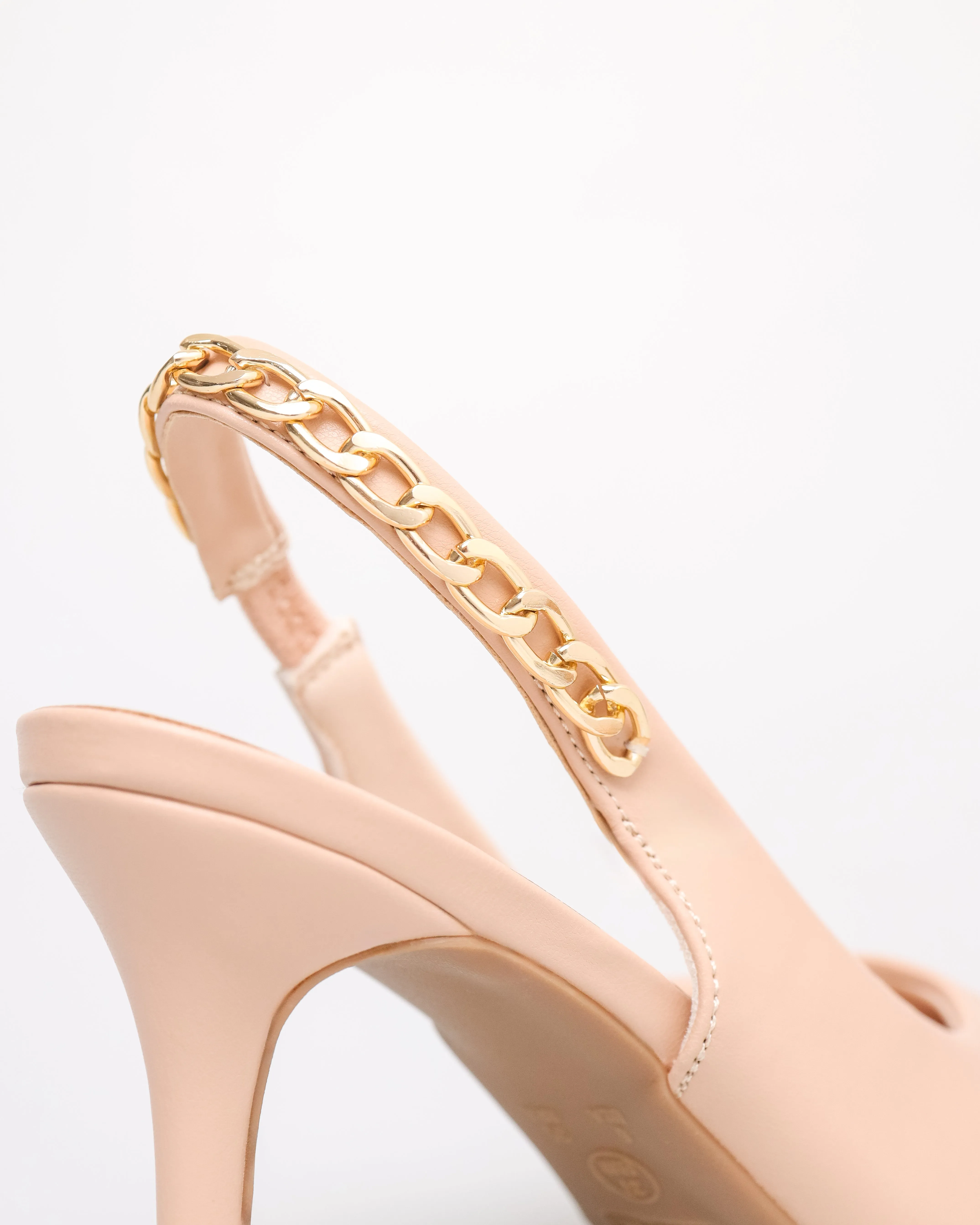 Tomaz NN355 Ladies Pointy Gold Chain Slingback Heels