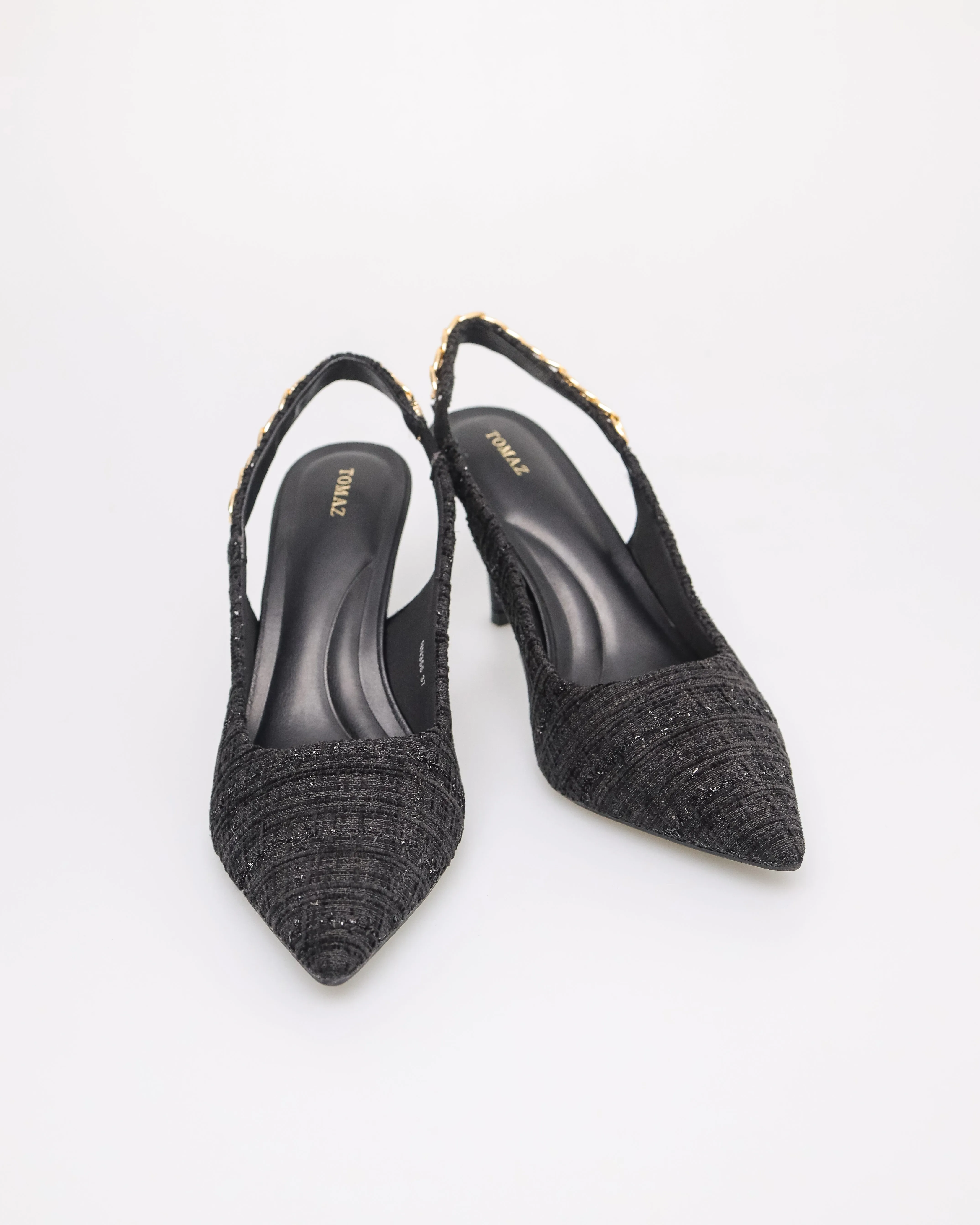 Tomaz NN355 Ladies Pointy Gold Chain Slingback Heels