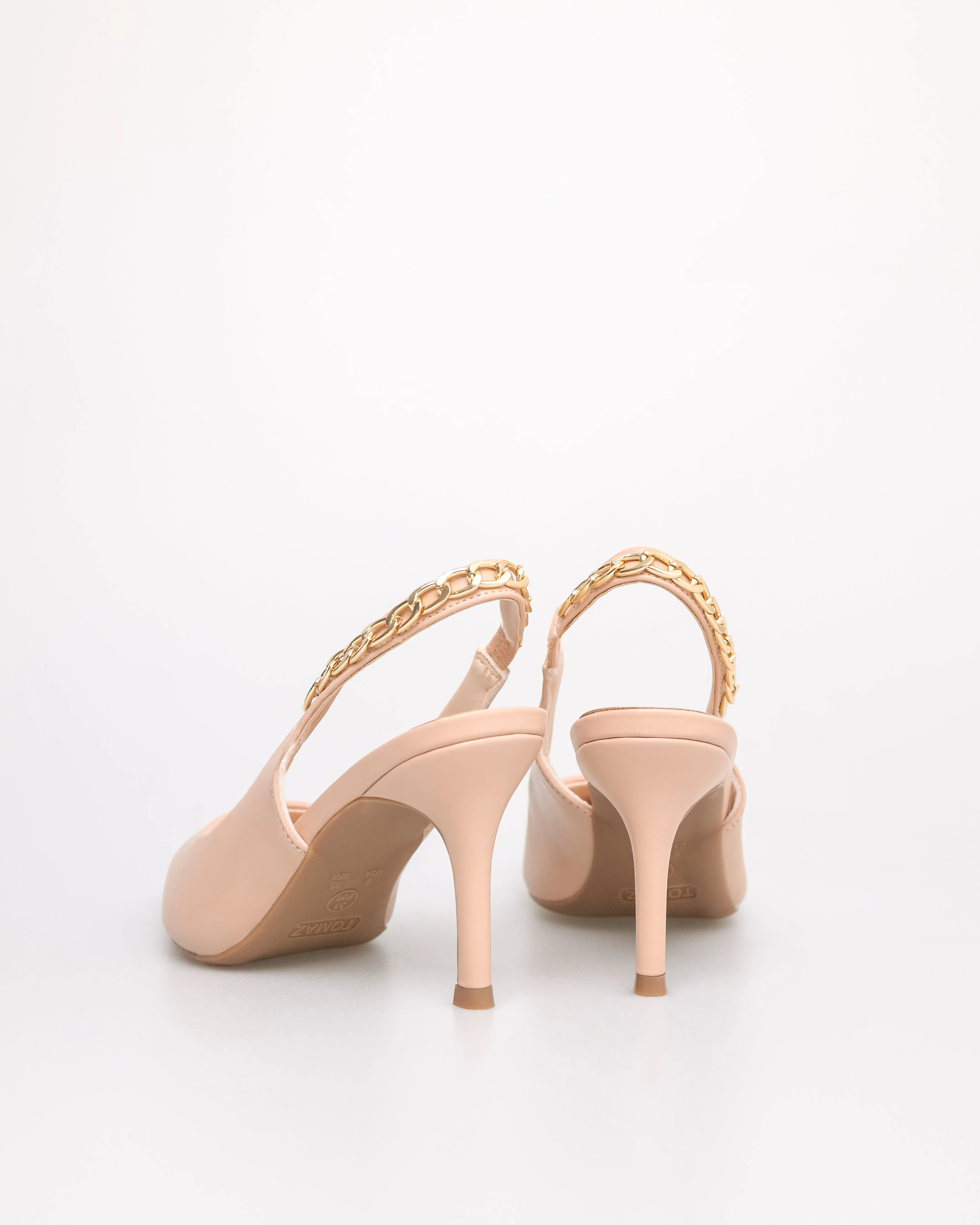 Tomaz NN355 Ladies Pointy Gold Chain Slingback Heels