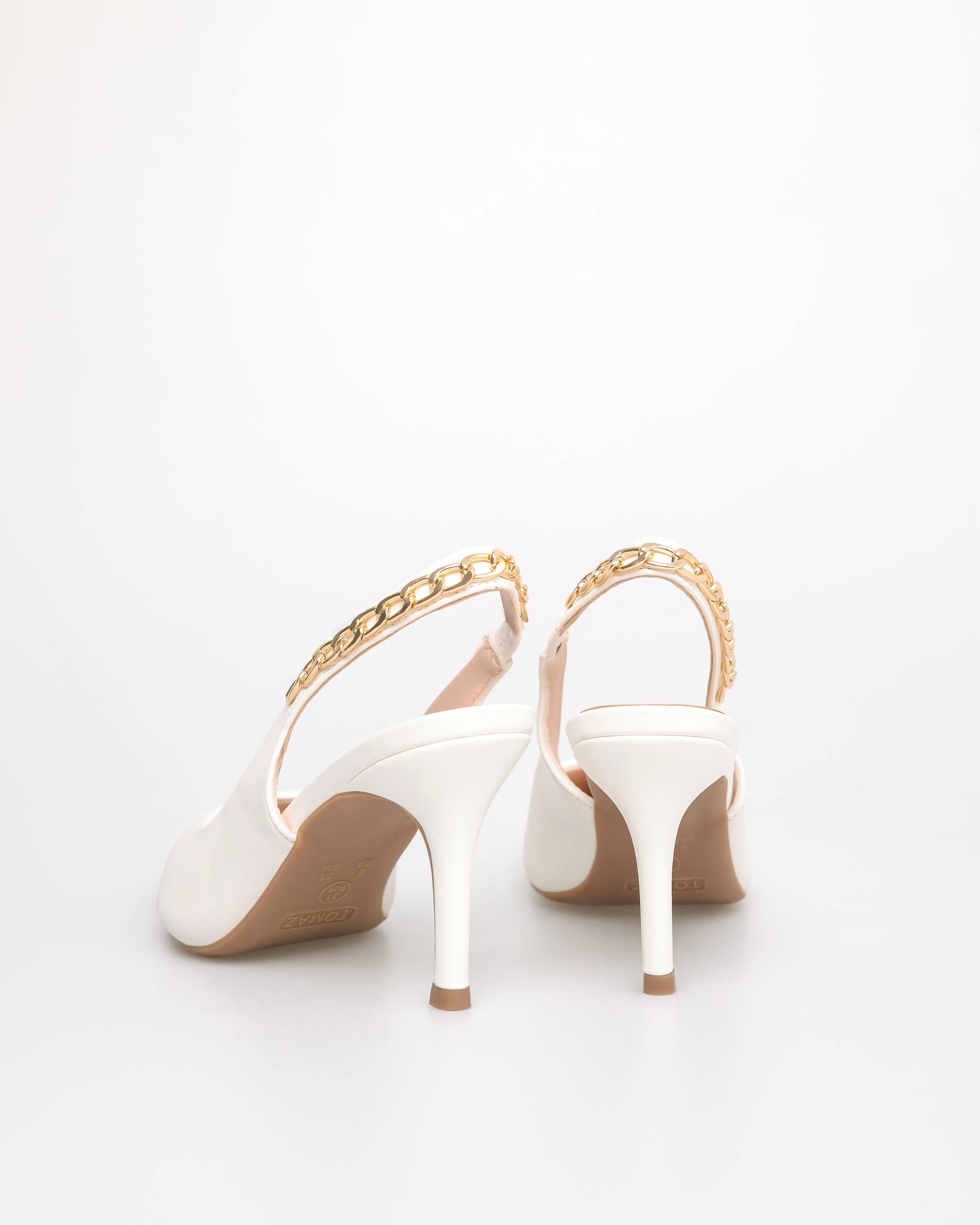Tomaz NN355 Ladies Pointy Gold Chain Slingback Heels