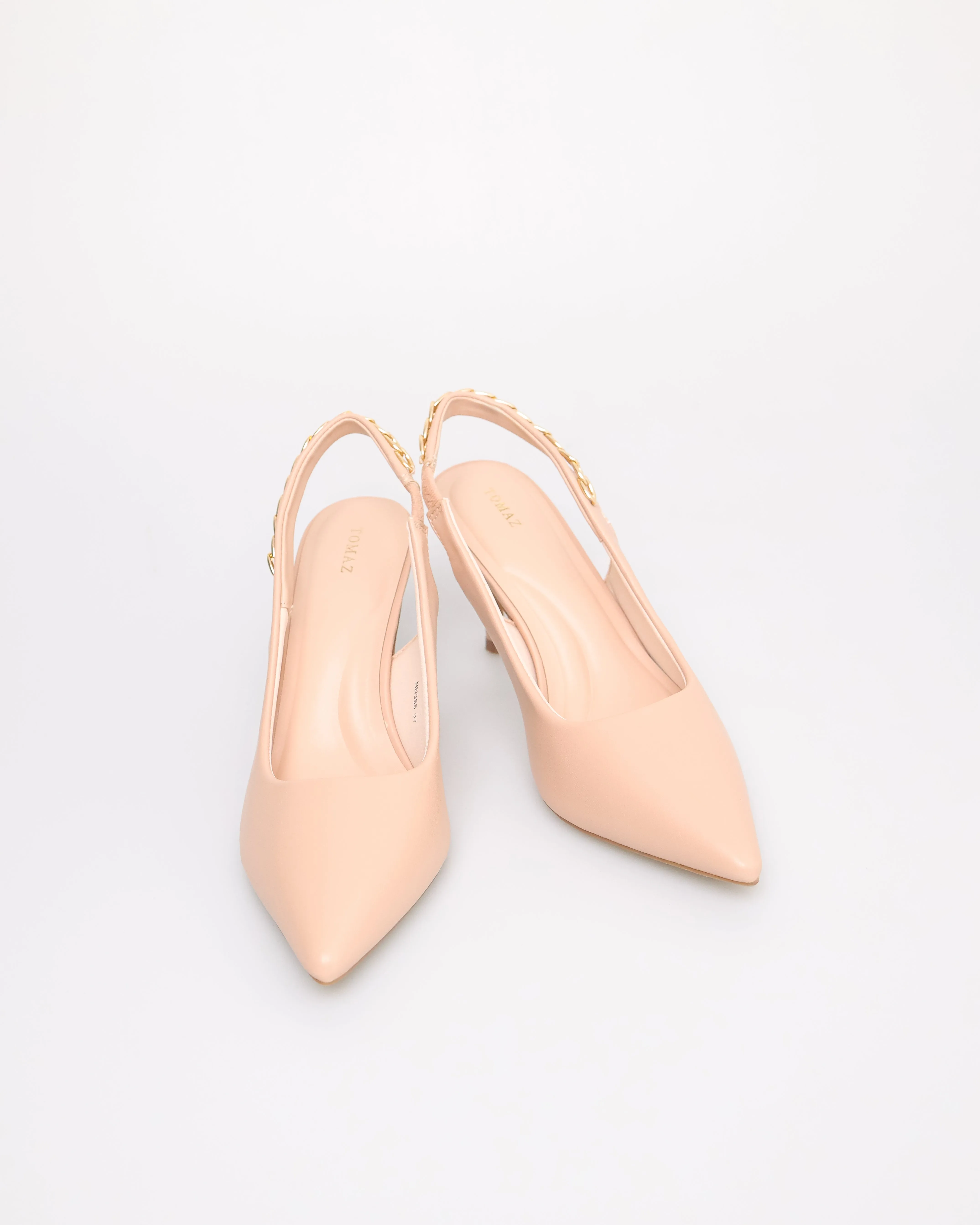 Tomaz NN355 Ladies Pointy Gold Chain Slingback Heels