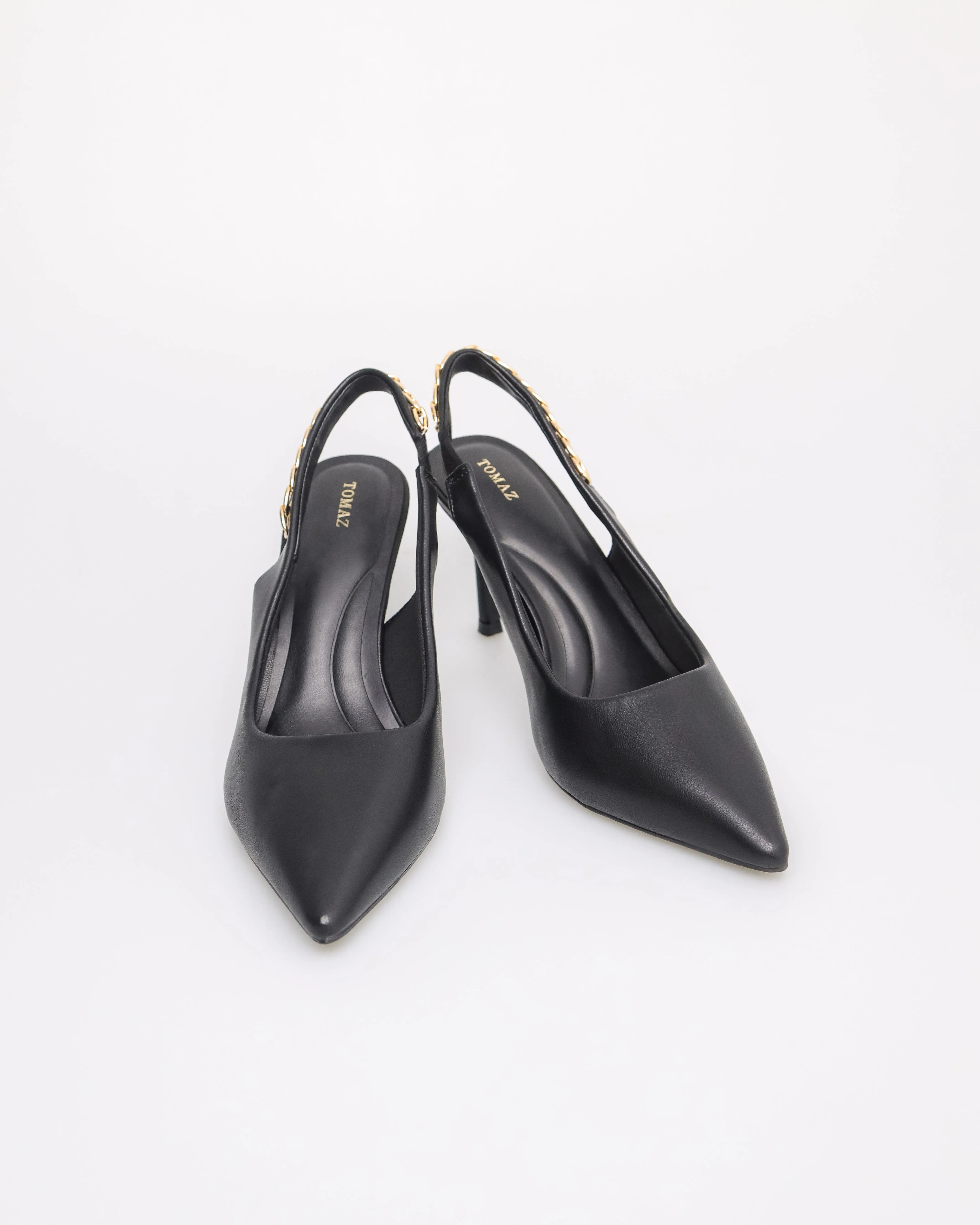Tomaz NN355 Ladies Pointy Gold Chain Slingback Heels