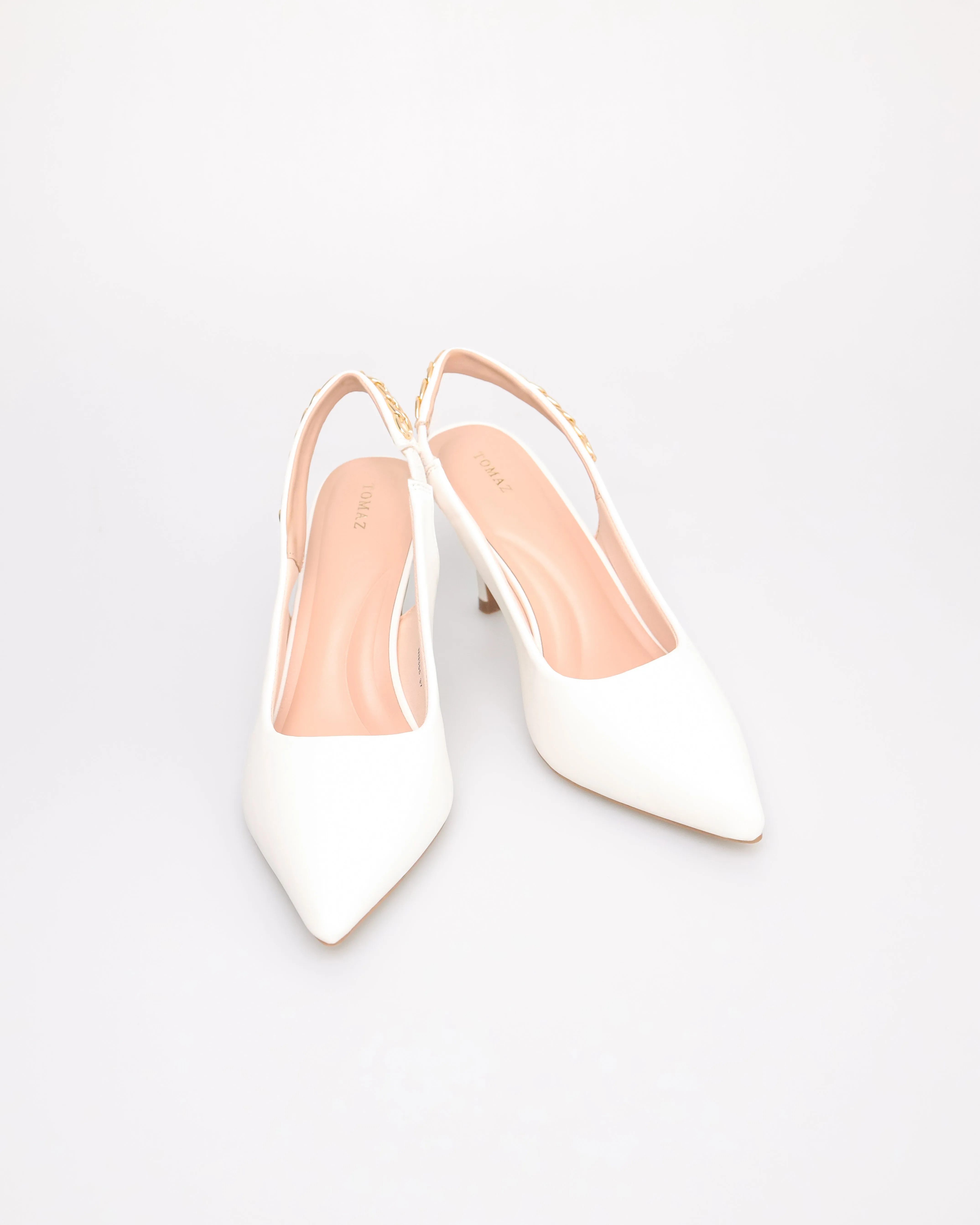 Tomaz NN355 Ladies Pointy Gold Chain Slingback Heels