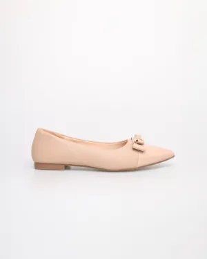 Tomaz NN381 Ladies Pointy Gold Tone Bow Flats