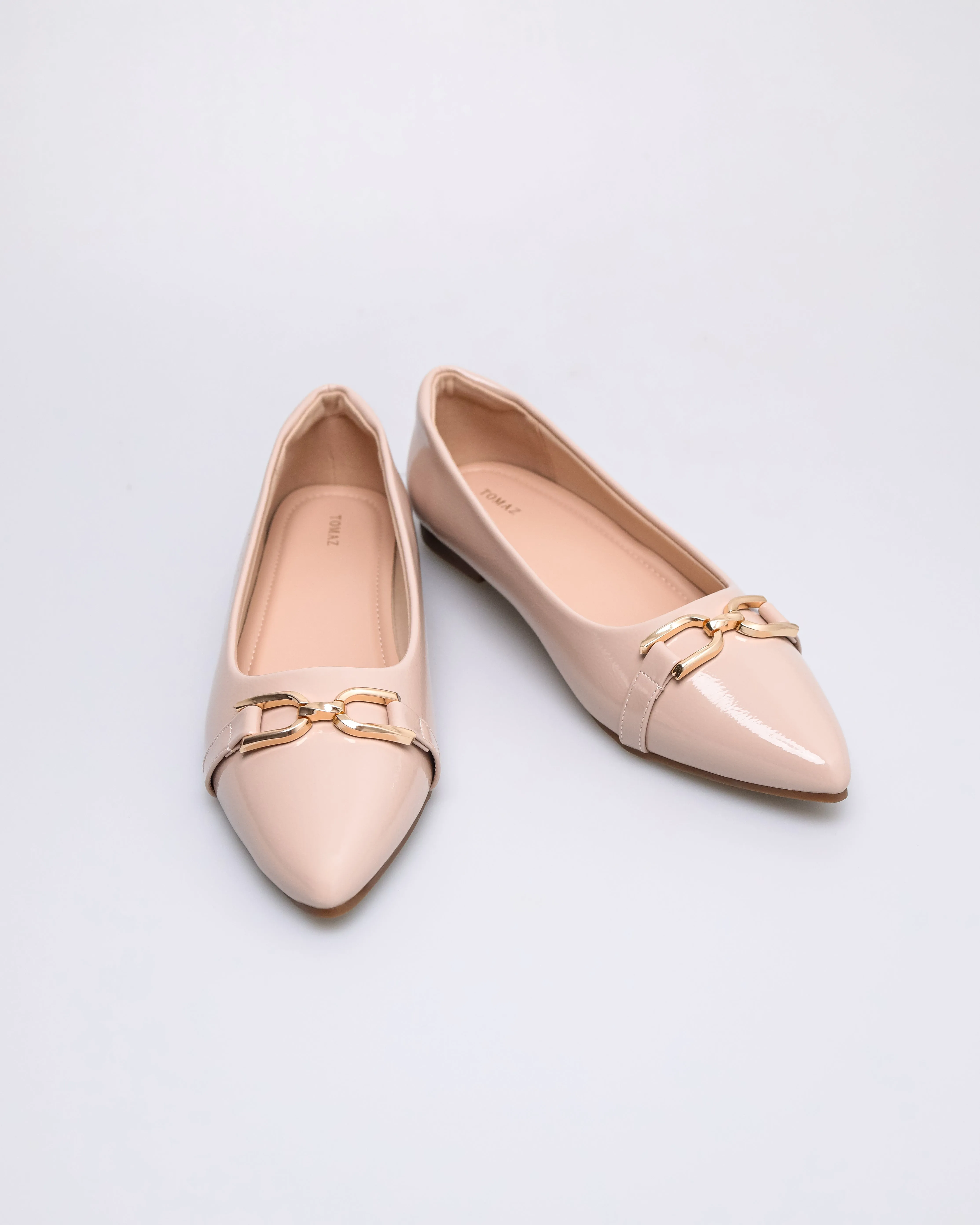 Tomaz NN578 Ladies Gold Buckle flats