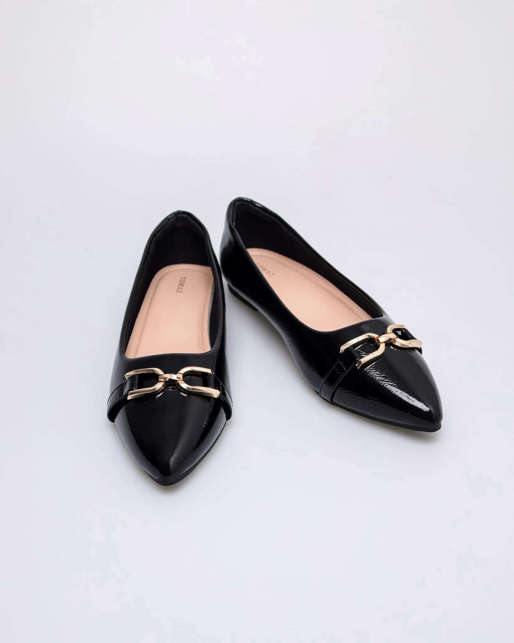 Tomaz NN578 Ladies Gold Buckle flats