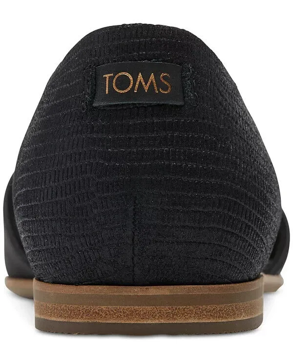 Toms Jutti Flats Women's US 7 Black Leather Comfort Slip-On D'orsay FZP443