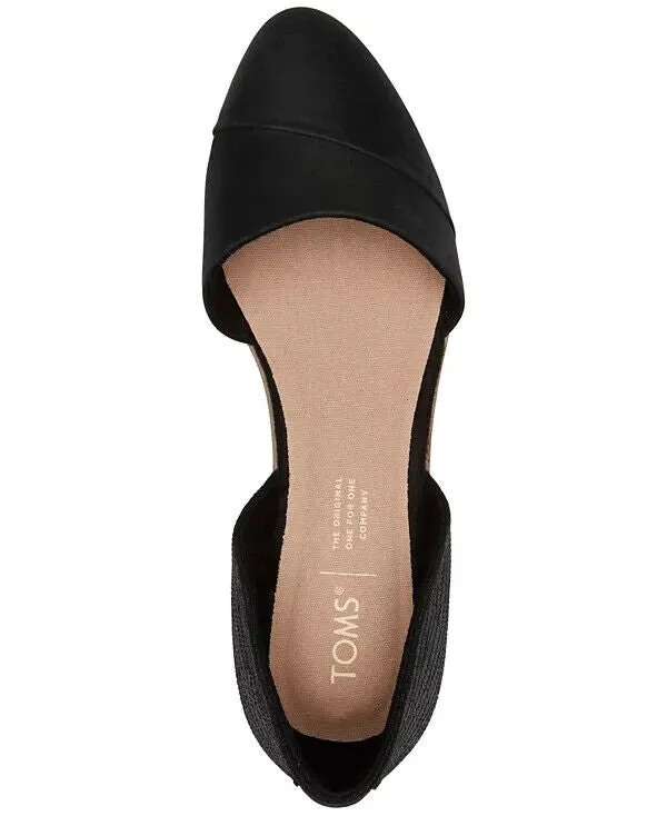 Toms Jutti Flats Women's US 7 Black Leather Comfort Slip-On D'orsay FZP443