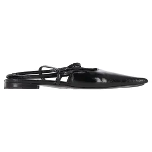 Totme Pointed Slingback Ballet Flats in Black Patent Calf Leather
