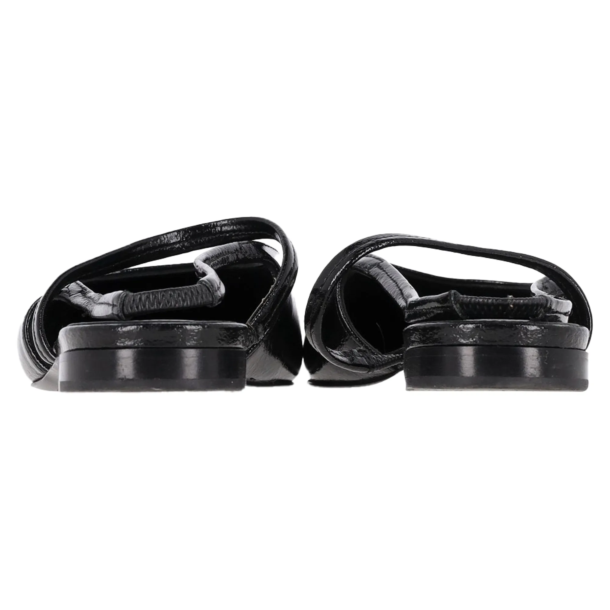 Totme Pointed Slingback Ballet Flats in Black Patent Calf Leather