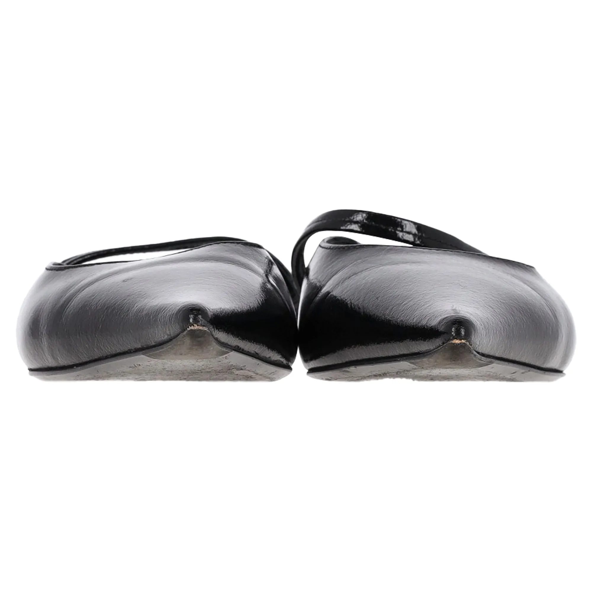 Totme Pointed Slingback Ballet Flats in Black Patent Calf Leather