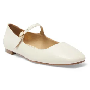 Tottie Flat in Ivory Leather