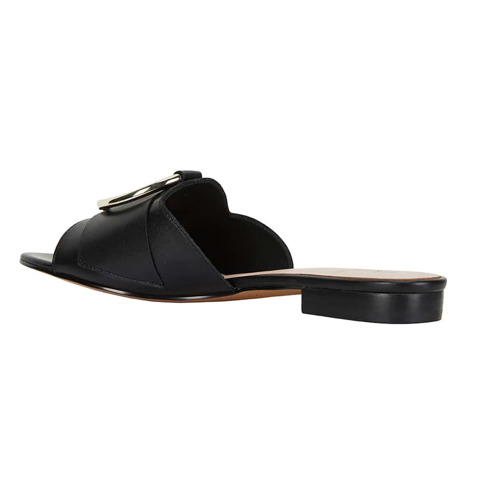 Trinity Slide in Black Leather