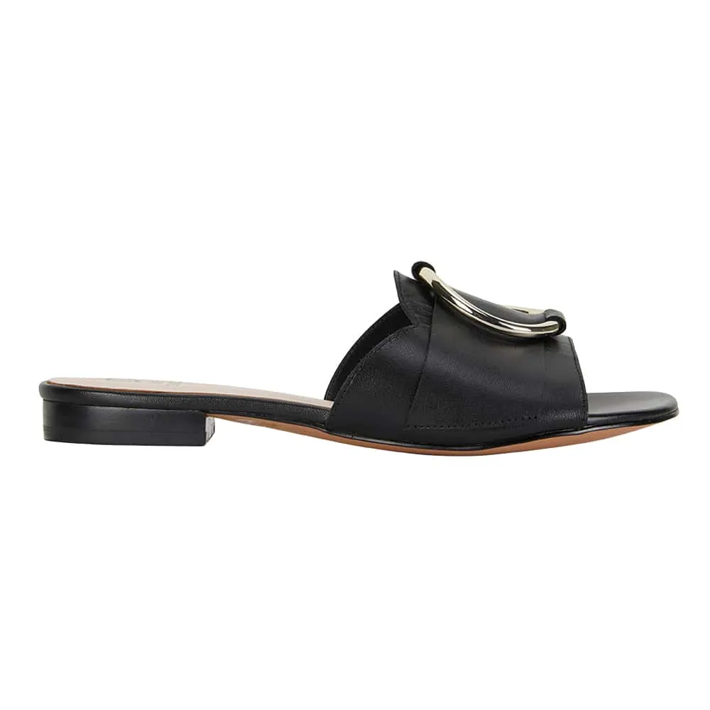 Trinity Slide in Black Leather