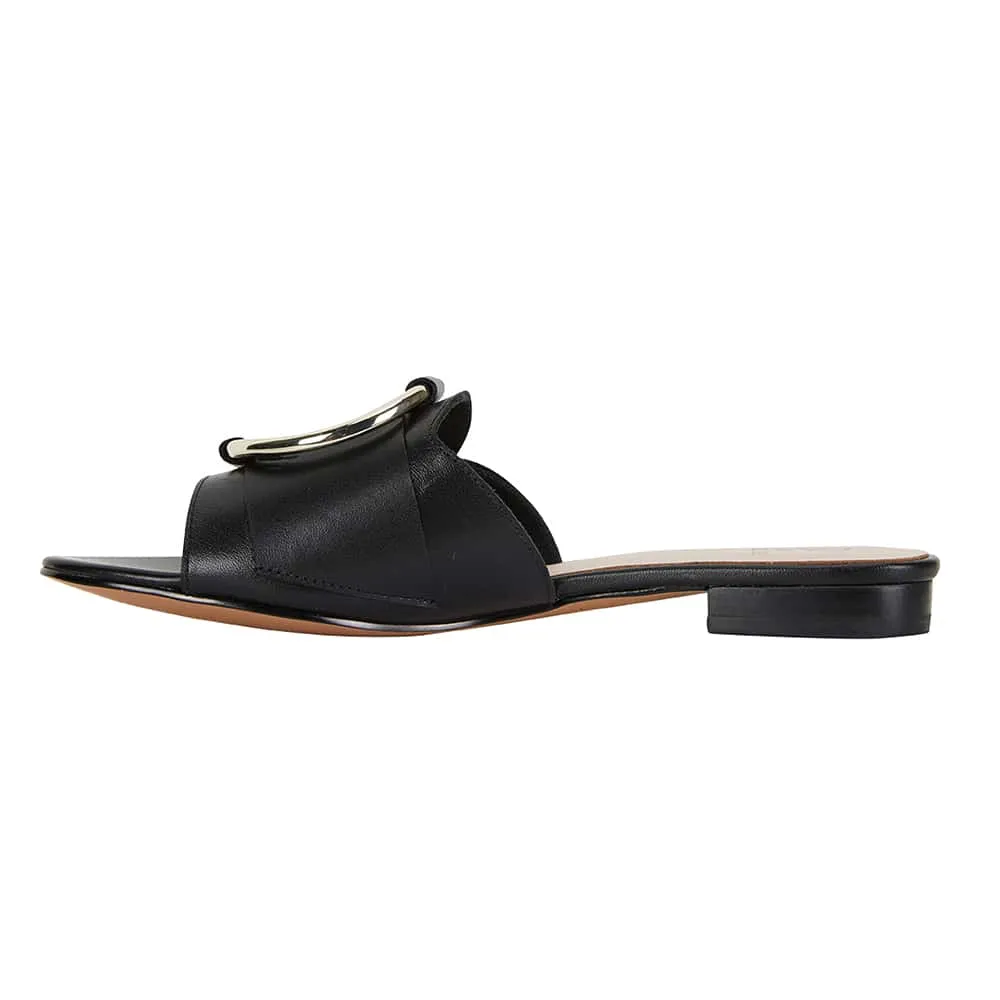 Trinity Slide in Black Leather