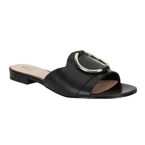 Trinity Slide in Black Leather