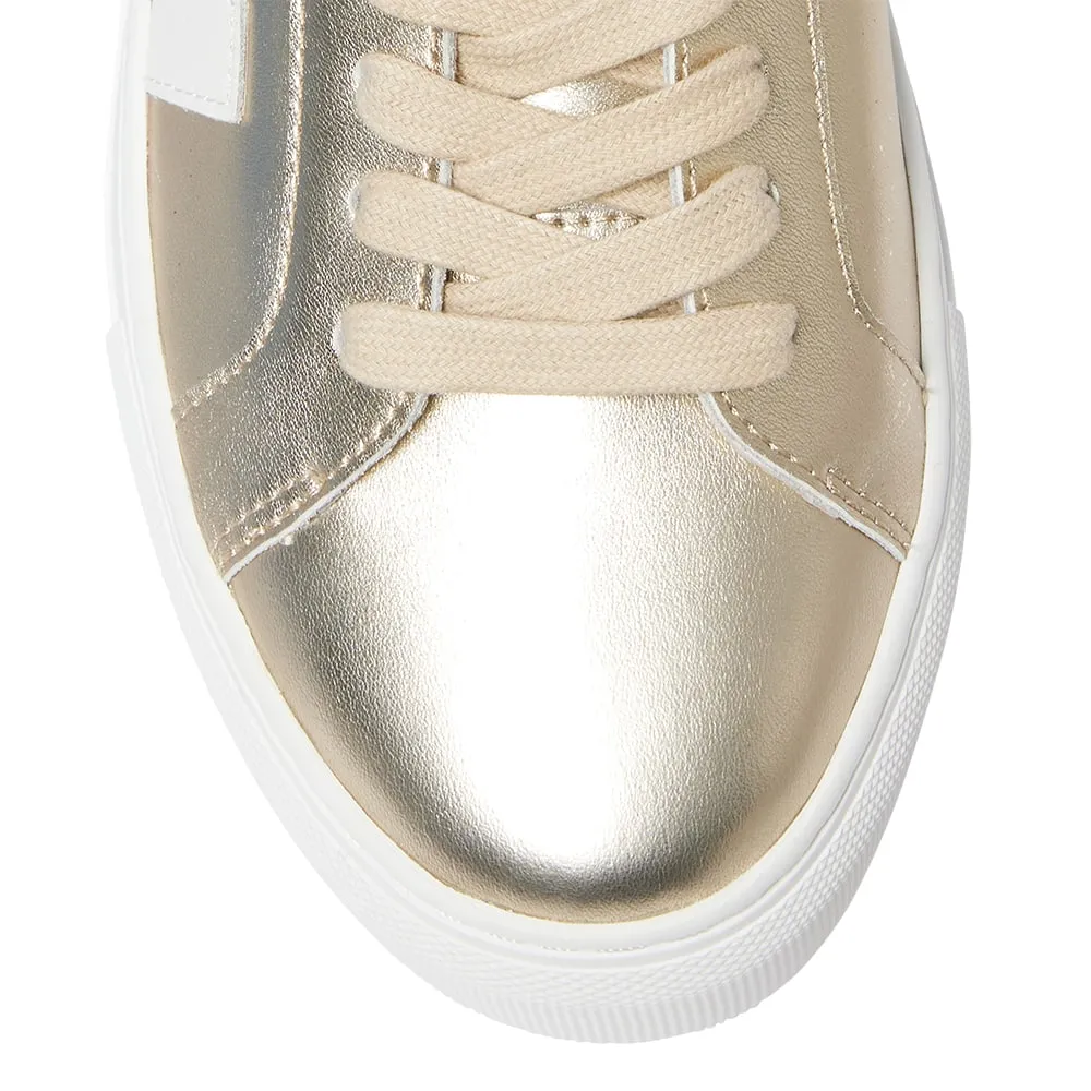 Trio Sneaker in Gold And White Leather