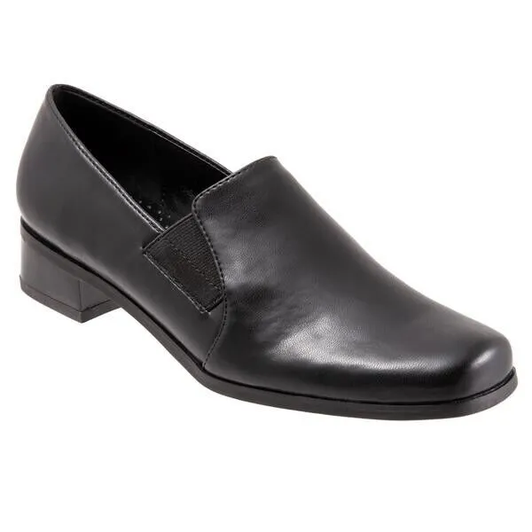 Trotters Ash Loafer Women's Size 5 Black Leather Square Toe Slip On Shoes FZP151