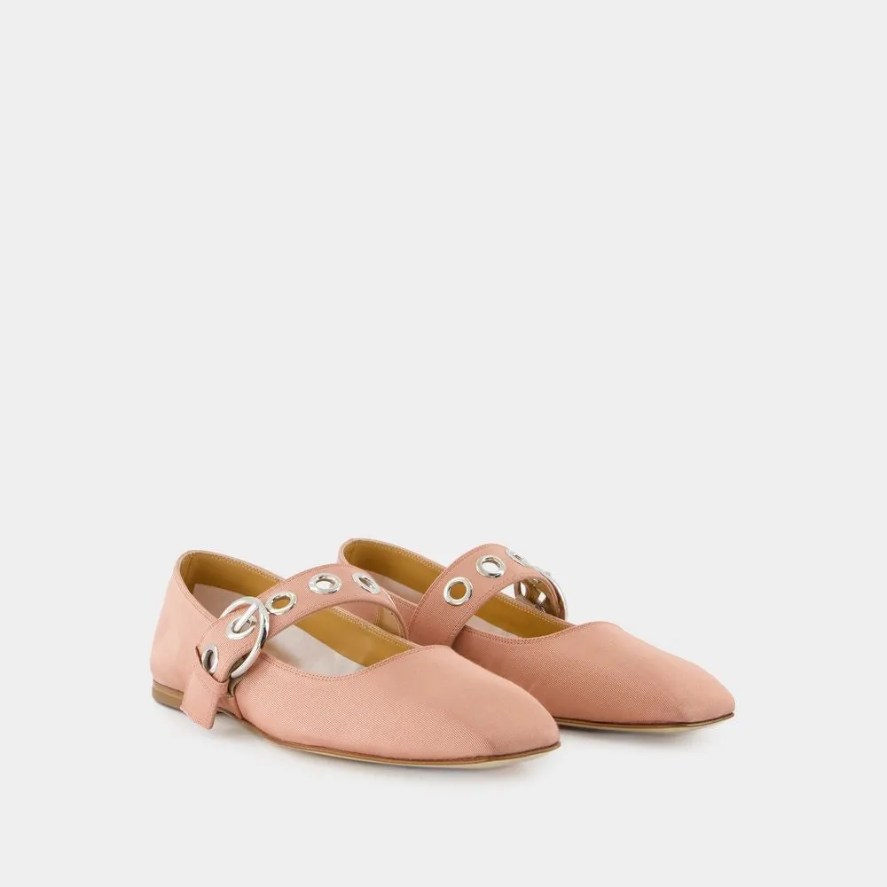 Uma Eyelet Ballerinas - Silk - Pink