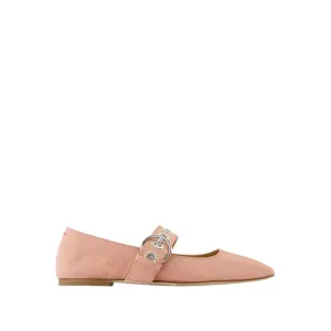 Uma Eyelet Ballerinas - Silk - Pink
