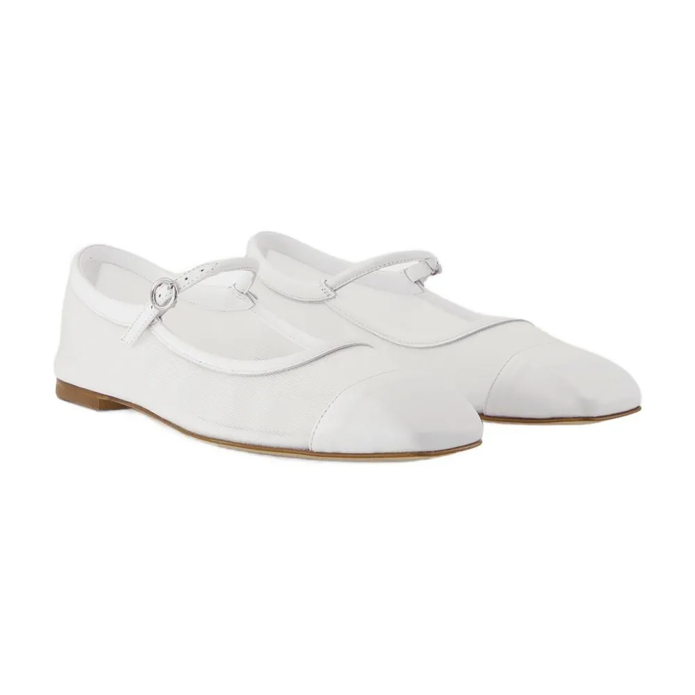 Uma Mesh Ballerinas - Leather - White