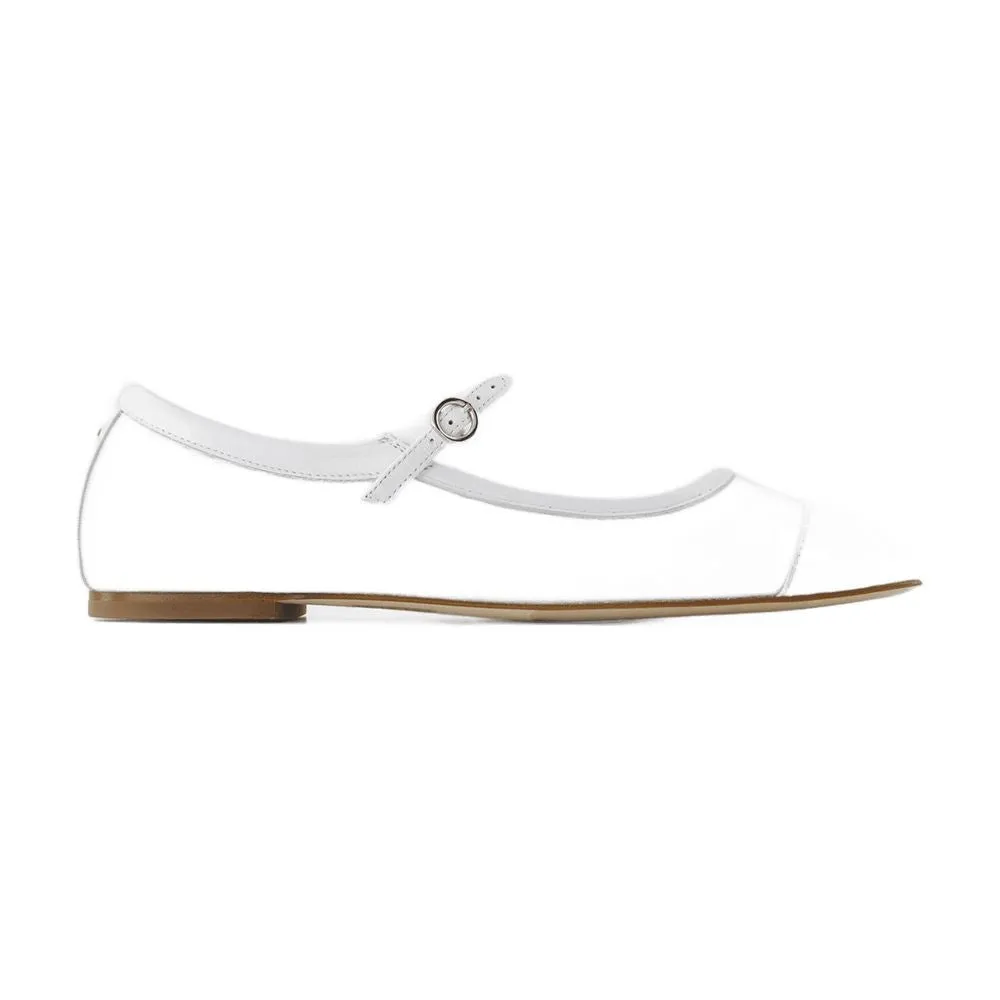 Uma Mesh Ballerinas - Leather - White
