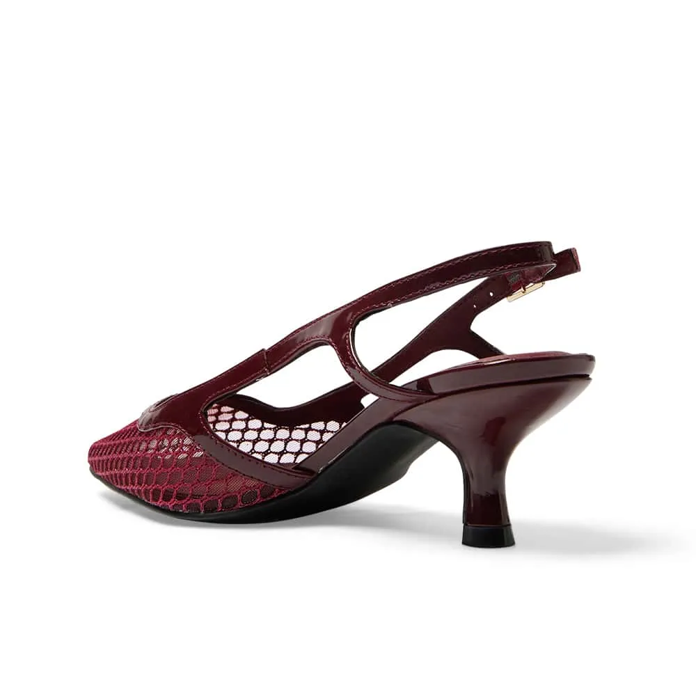 Valencia Heel in Cherry Mesh Patent