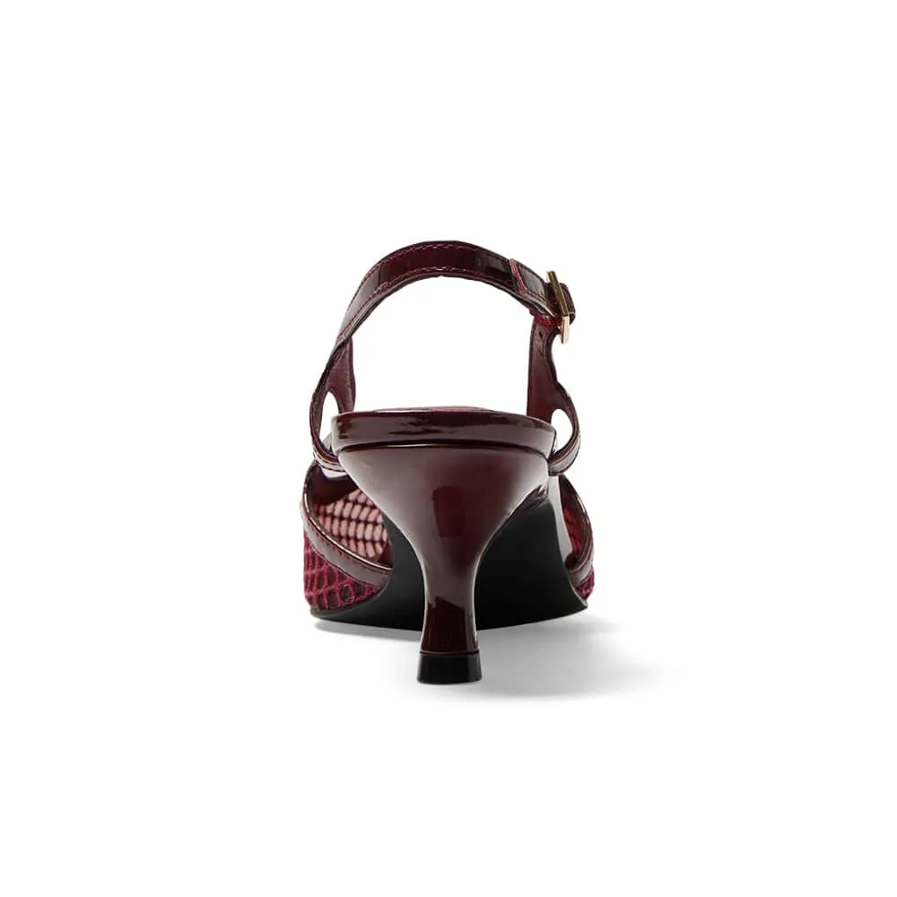 Valencia Heel in Cherry Mesh Patent