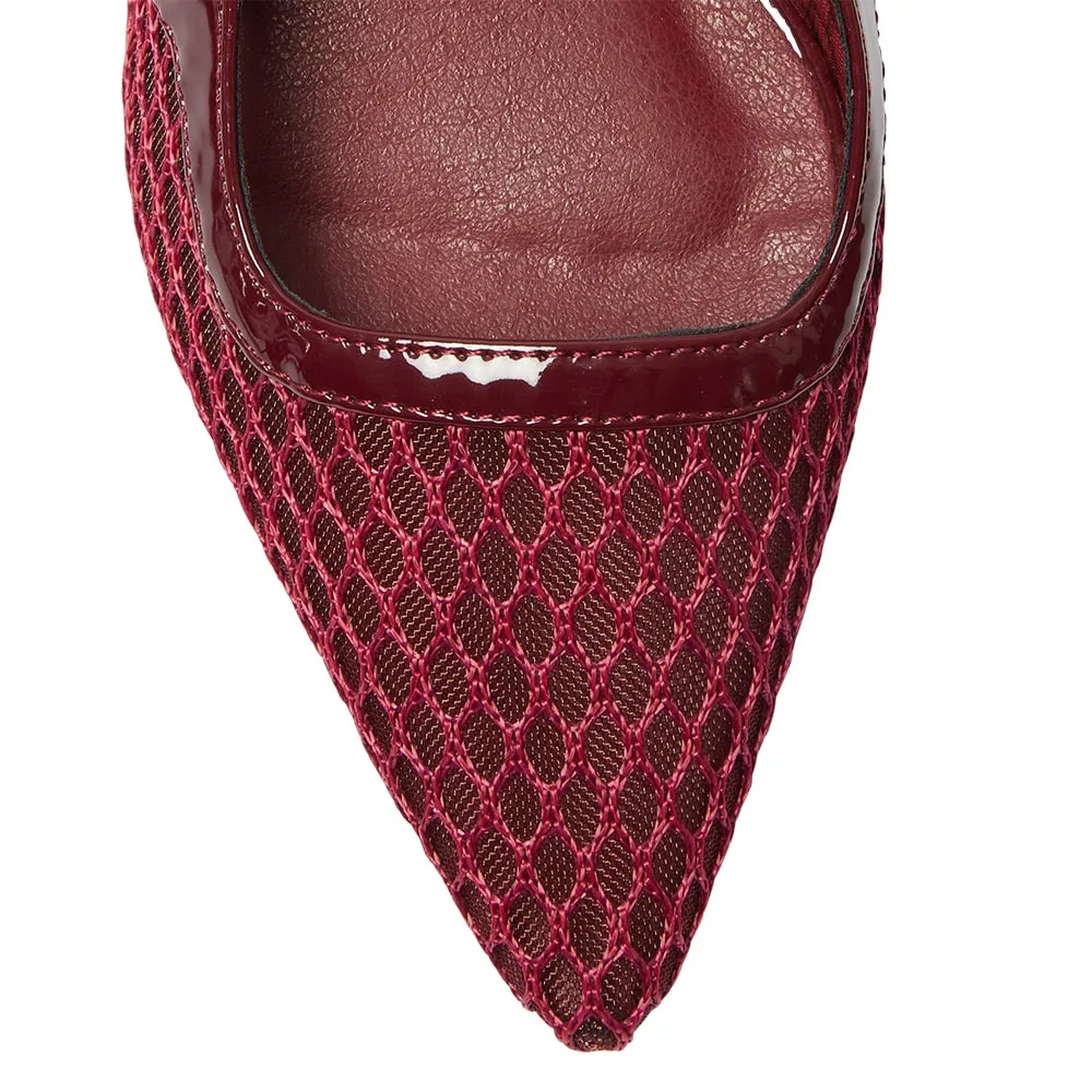 Valencia Heel in Cherry Mesh Patent