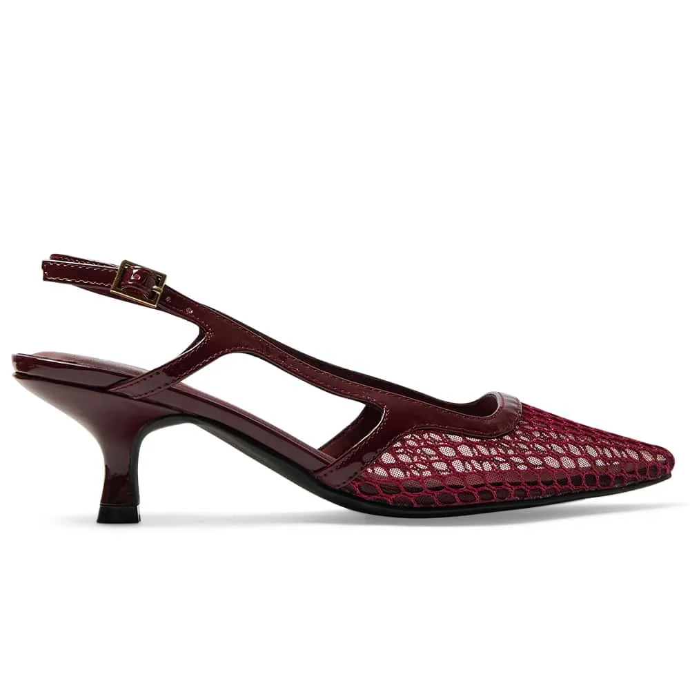 Valencia Heel in Cherry Mesh Patent