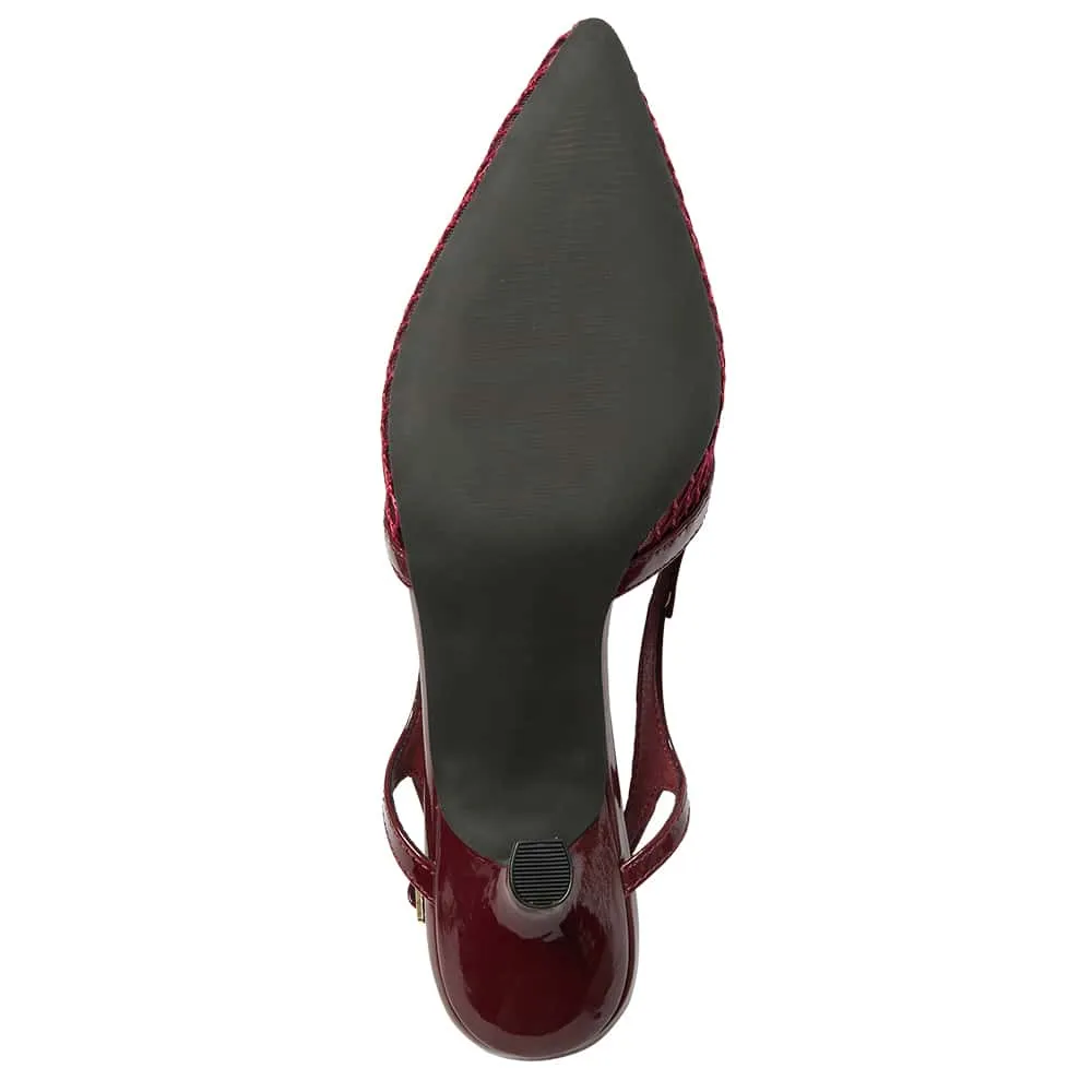 Valencia Heel in Cherry Mesh Patent