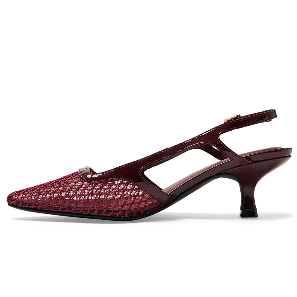 Valencia Heel in Cherry Mesh Patent