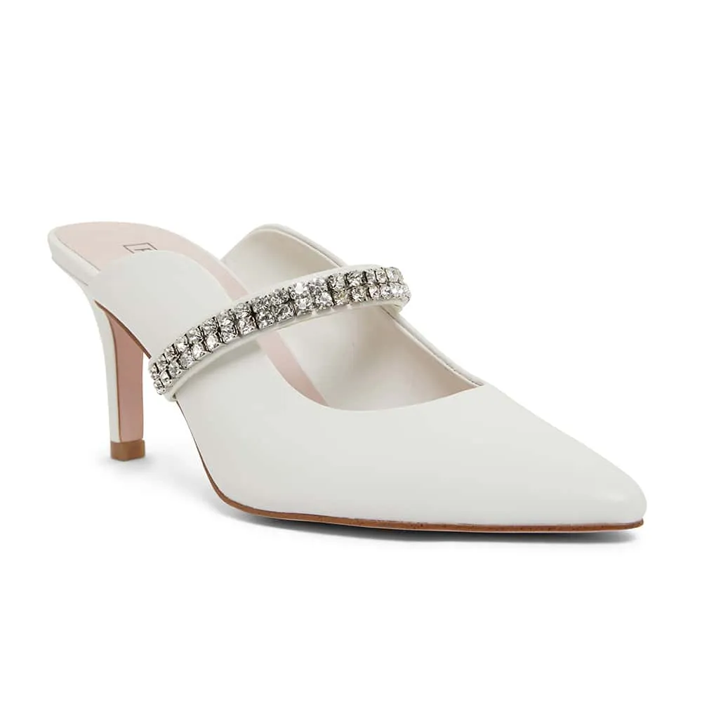 Vanity Heel in White Leather