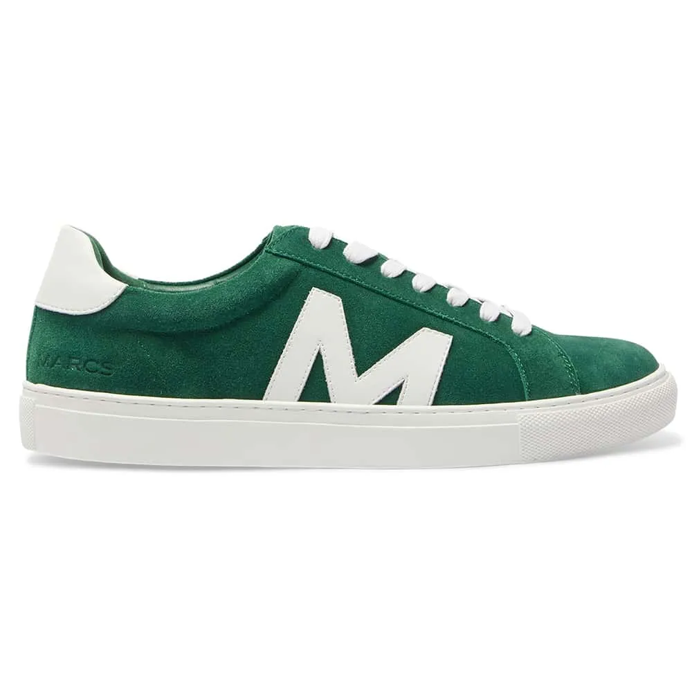 Varsity Sneaker in Green/white Leather