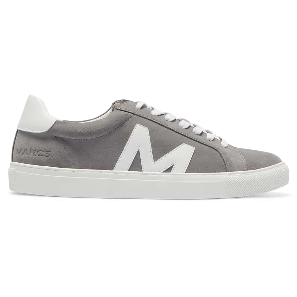 Varsity Sneaker in Grey And White Leather