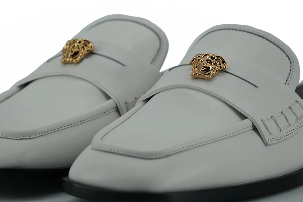 Versace Calf Leather Slides Flat Women's Shoes