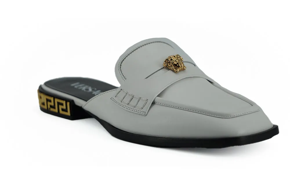 Versace Calf Leather Slides Flat Women's Shoes