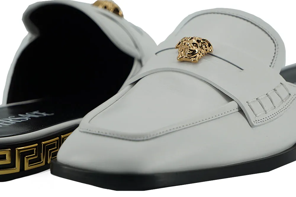 Versace Calf Leather Slides Flat Women's Shoes