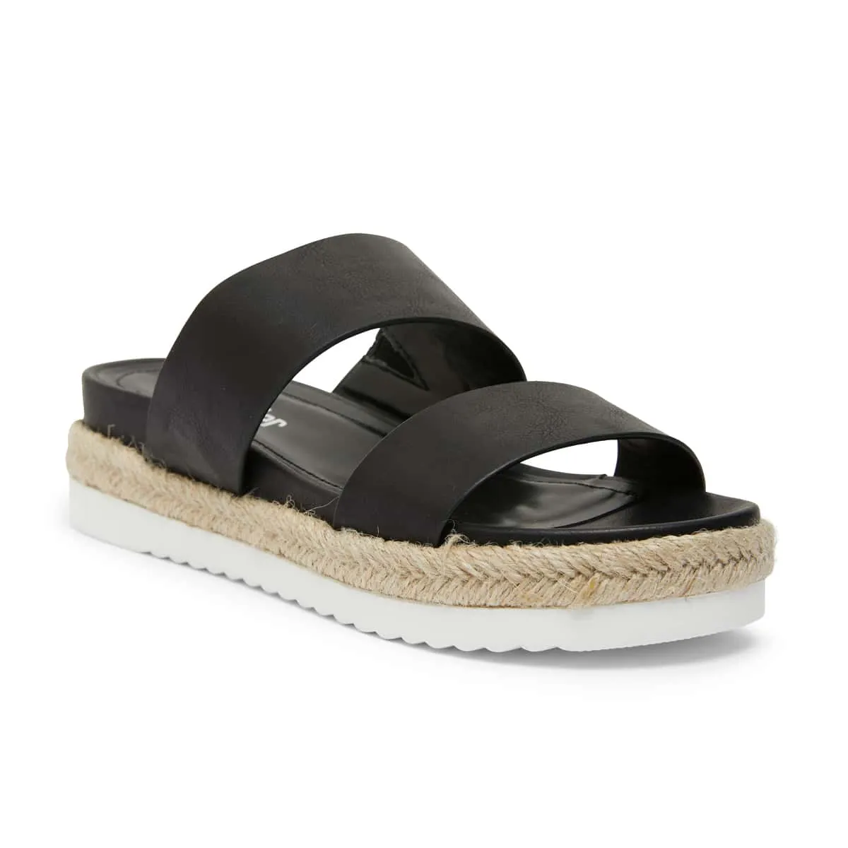 Wagon Espadrille in Black Smooth