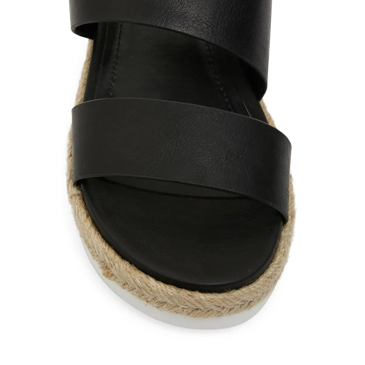 Wagon Espadrille in Black Smooth